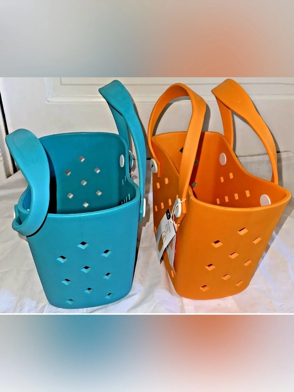 2 Aldi Crane Mini Haul-It-All beach tote bag teal orange rubber nwt new